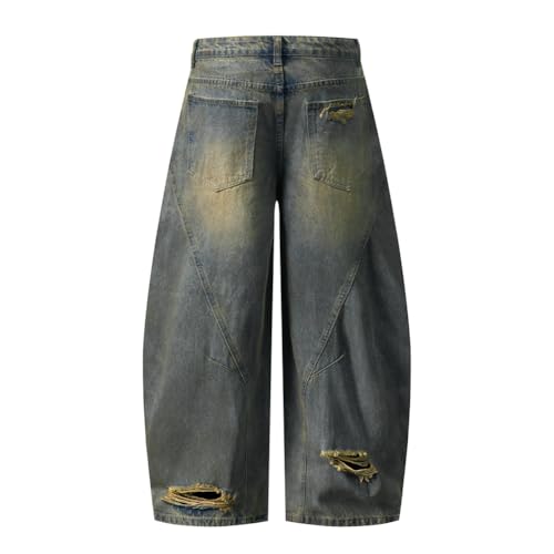 Hip Hop Streetwear Jeans Men Vintage Distressed Denim Pants Baggy Jeans Male Fashion Print Design3