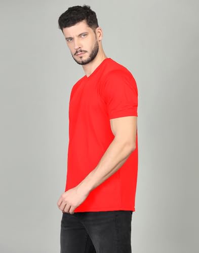 Image of INKKR Men's Solid Regular Fit T-Shirt Blue Red L-Grey