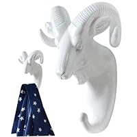 Animal Head Wall Decor, 2kg Load Resin Animal Wall Hooks, Decorative Goat Head Key Holder for Coat, Bag, Towel, Hat, Hooks Decorative