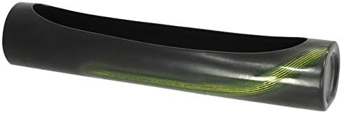 Japanese Vase 15.5" L Grey Matte Log Shaped w/Yellow Lines/Made Japan