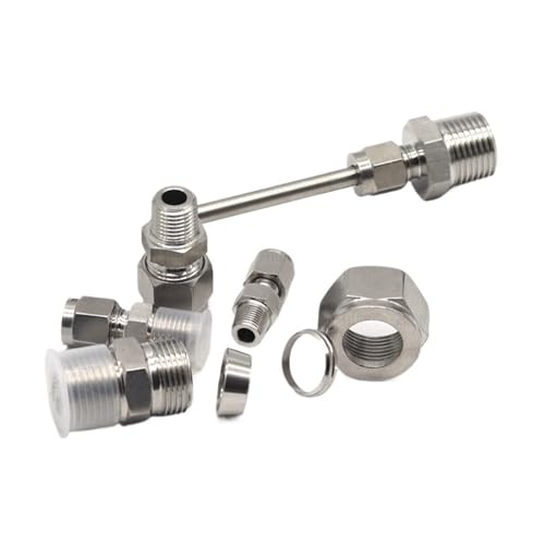 Conector de compresión de doble virola de acero inoxidable para reparar fugas en macho BSPT 1/8 4