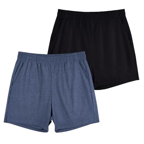 HEAVYWOOD Mens Pajamas Bottoms Cotton Loose Lounge Sleep Shorts Comfy Breathable Sleepwear with Pockets