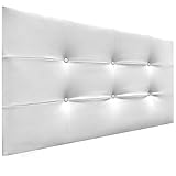 DHOME Cabecero, Cabezales de Cama Acolchado Capitoné 8cm de Grosor. Cabezal tapizado ACUALINE Tela y Polipiel. Cabeceros de Cama Matrimonio e Individual (Polipiel Blanco, 110cm (Camas 80/90/105))