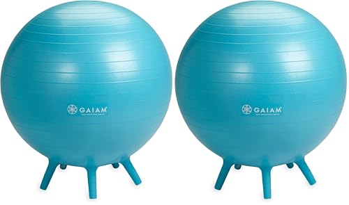 Image of Gaiam Balance Ball Chair - No-Roll Ergonomic Office Chair & Yoga Ball Chair for Home Office Desk with Exercise Guide, Easy Installation Ball Pump, and Built-in Stability Legs
