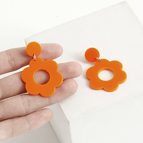 Flower Earrings Stud Daisy Earrings For Women Y2K Earrings Resin Acrylic Earrings Hippie Jewelry Retro 60S 70S 90S Earrings Cute Cowgirl 4 Pairs #TOP6