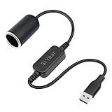 SiYear USB A Male to 12V/18W Cigarette Lighter Socket Adapter Power Cable for Radar Detector, Dash Cam, GPS, Car Led Light Strips-1M/3.3FT