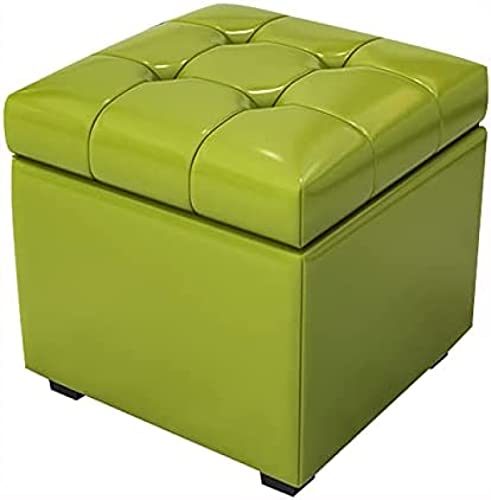 Repose-pieds en cuir vert pour un salon ordonné pouf de rangement moderne 40x40 cm