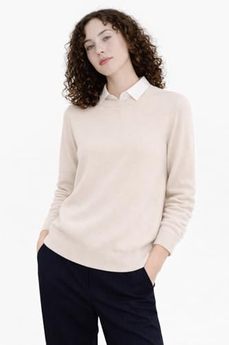 Image of State Cashmere Women's Essential Crewneck Sweater 100% Pure Cashmere Classic Long Sleeve Pullover
