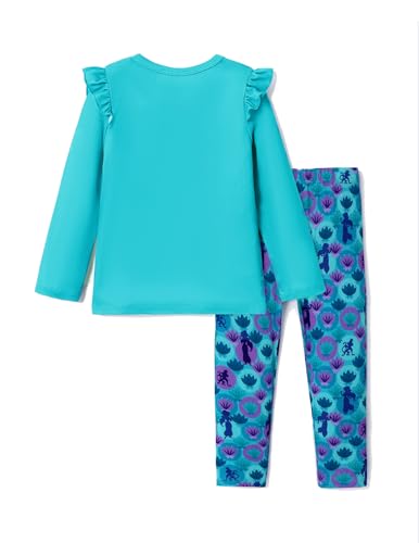 Image of Disney Girls Outfits Long Sleeve Lightweight Shirt +Leggings Clothing Sets | Officially Licensed丨Toddler Girl Fall Clothes丨Cute Character Print丨Soft Stretch Fabric丨Ruffle Detail丨Lightweight Wear