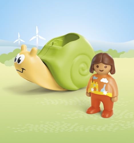 Playmobil 71699 Junior : Enfant avec Escargot à Bascule - Comprenant Une Figurine de Fille - Jouet fabriqué à partir de matière d'origine végétale - Dès 12 Mois