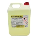 Acido Cloridrico Muriatico Detergente Elimina Calcare per Uso Professionale, Disincrostante Concentrato per Pulizia Cemento e Pulizia Superfici (5 l.)