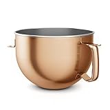Copper Color Stainless Steel Mixer Bowl, Compatible with KitchenAid Series 5.5-6 QT Lift Stand Mixer, Suitable for KV25, KV25，KP26, KB26, Dishwasher Safe, Heavy Duty, No Residue, Ergonomic Handle