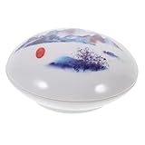 VICASKY Keramischer Kosmetikbehälter im Chinesischen Stil Praktische Dose für Tintenpad zur Aufbewahrung von Tee Pulver und Kosmetik