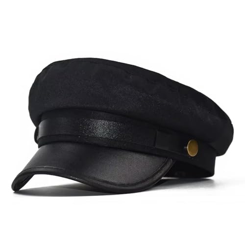Casquette de peintre vintage femme béret noir en simili cuir pour vos sorties urbaines stylées