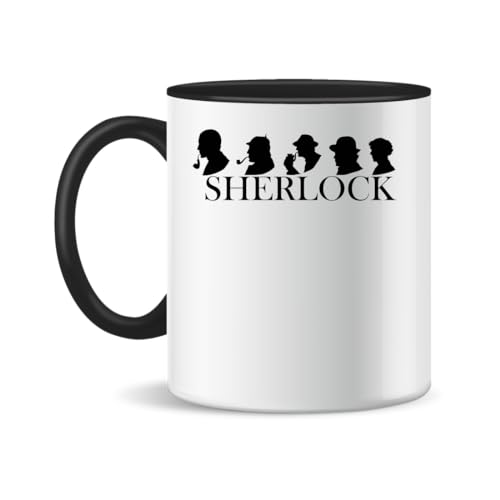 Forsca Sherlock Holmes Series Black Edition Characters Taza de Cerámica Para Té y Café, 300ml, Mágica, Blanca, Rosa, Negra 330ml