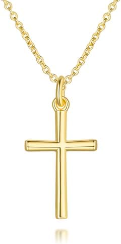 AMELINE 14K Gold Cross Necklaces for Women Gold Cross Chain Minimalist Cross Pendant Small Cross Necklace for Women Cross Jewelry