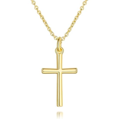 AMELINE 14K Gold Cross Necklaces for Women Gold Cross Chain Minimalist Cross Pendant Small Cross Necklace for Women Cross Jewelry (gold) Cover