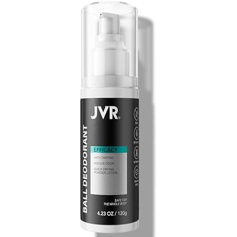 JVR Men's Ball & Whole Body Deodorant for Men Anti-Chafing Groin & Body Protection, Odor Control, Quick Drying Liquid Powder, Deodorant with Aloe, Woody Scent, Effective Male Hygiene Solution 4.23 OZ Cover