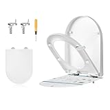 SONGMICS Tapa de WC en Forma de D Alargada, Cierre Suave, Asa, Extraíble con...