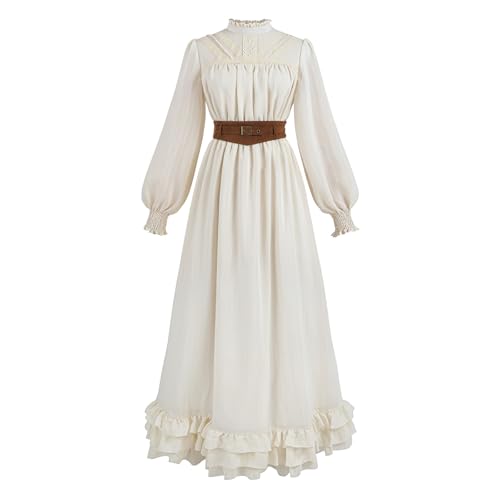 LTAKK Renaissance Costume women Victorian Edwardian Dress Medieval 1800s Dresses with Belt, Medium