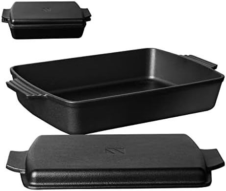 2-In-1 Pre Seasoned Cast Iron Dutch Oven With Skillet Lid,Casserole Dish,Rectangular Baking Pan,Griddle Pot Set, 6QT, 9"x13" - Thumbnail 3