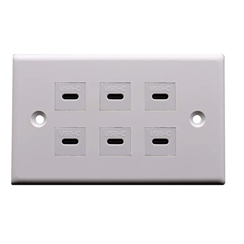 Chargeur USB C mural plaque de prise à 6 ports type C pour smartphone blanc