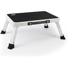 Valeo Folding Step Stool, Adjustable Step Stool with Non-Slip Platform, 330 Lbs Capacity, Step Ladder for Adults or Kids in Kitchen, Bathroom, RV, Camping, Office, White