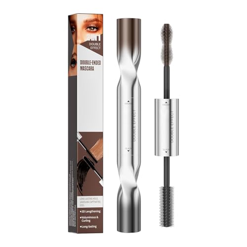 Máscara pestañas doble punta, duradera y sin grumos, 5 ml + 5 ml, máscara pestanas con efecto doble extensión, maquillaje pestañas resistente a las manchas, con tecnología levantamie