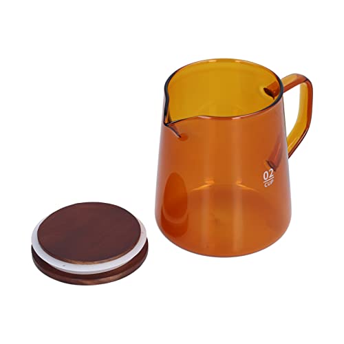 Glass Coffee Pot Server, Clear Tea Pot Coffee Carafe Glass Teapot Restaurant Coffee Server Glass Teakettle With Wood Lid For Cafe 500Ml (Brown) #TOP6