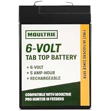 Moultrie 6 Volt Tab Top Battery - Designed for Moultrie Pro Hunter 3 Series Feeders - 5 Amp Hour - Rechargeable