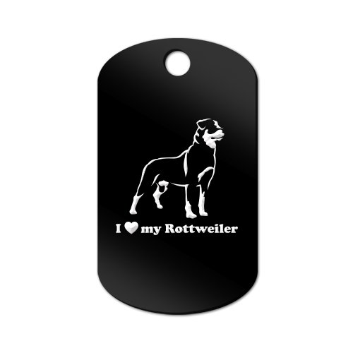 Mister Petlife I Love My Rottweiler Engraved Keychain/GI Tag rotty rott Rottie Black