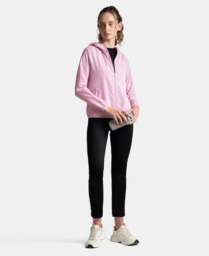 Image of Jockey MW50 Women's Microfiber Fabric Relaxed Fit Raglan Styled Water Resistant Hoodie Jacket with Stay Dry Treatment