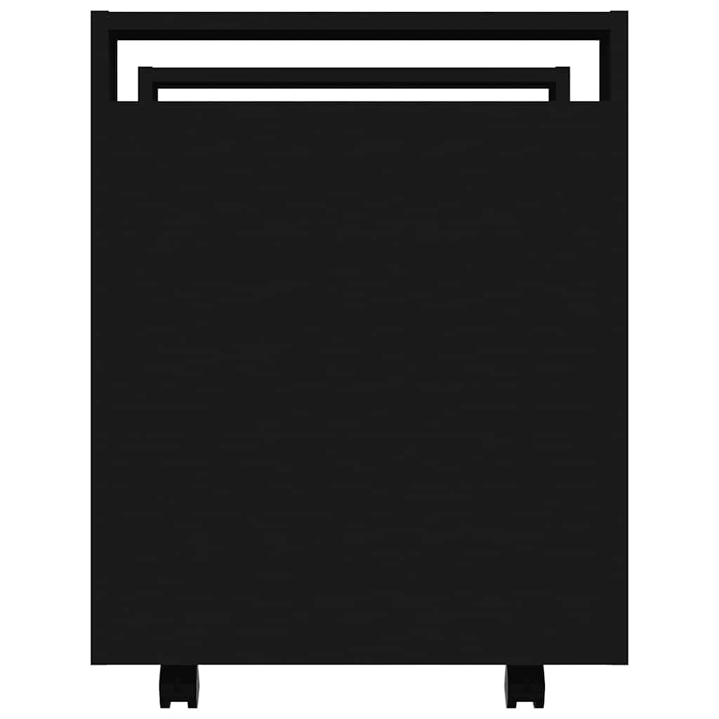 Bürowagen Schwarz 60x45x60 cm Holzwerkstoff mit 4 Rollen und Stabiler Oberplatte für Ordnung im Büro, Schreibtischwagen mit praktischer Tür zur Aufbewahrung, Büroorganisation