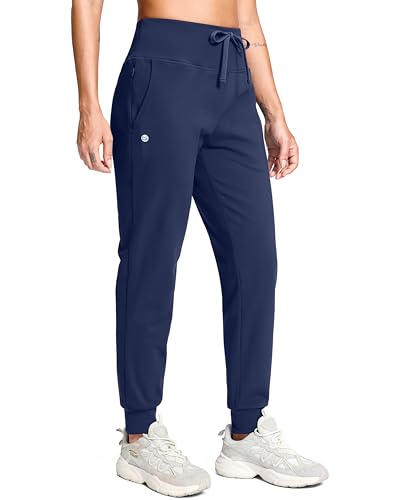 Image of G Gradual Women's Fleece Lined Joggers with Zipper Pocket Water Resistant Running Hiking Pants Winter Warm Thermal Sweatpants