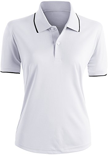 Clovery Quick Drying Active Wear Short Sleeve 2-Button Polo Shirt White Medium #TOP1