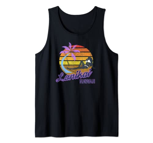 Lanikai Beach Oahu Retro Surf Tank Top