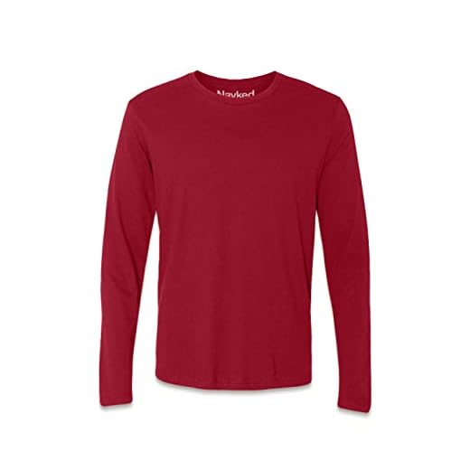 Nayked Apparel Ridiculously Soft Long Sleeve Mens T- Shirts. Men's Plain Soft Comfortable Clothing (Cardinal, Medium)