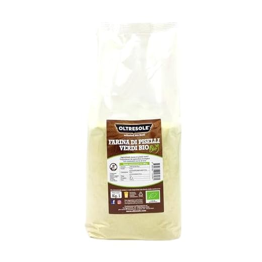 Oltresole, Farina Biologica Italiana di Piselli Verdi 1 Kg, Farina 100% Legumi da Coltivazione Bio, Senza Glutine e OGM, Ricca di Proteine, Ideale per Celiaci e Ricette Dolci e Salate