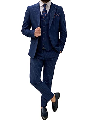 Costume homme classique à rayures veste deux boutons gilet et pantalon de cérémonie