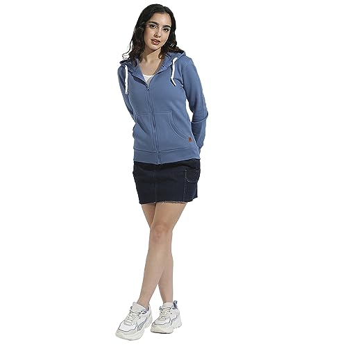 Image of PINACOLADA Women's Zip-Front Hoodie with Angled Open Pockets for Casual Wear | Hooded Neck | Long Sleeve | Zipper Closure | Cotton Sweatshirt Crafted with Comfort Fit for Everyday Wear