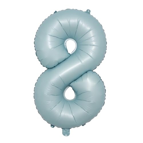 32Inch Medium Matt Baby Pink Blue Foil Helium Number Balloon 0-9 Happy Birthday Wedding Party Decorations (32 inch Baby Blue 8)
