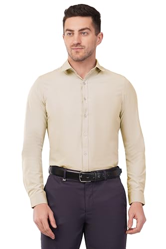Image of SaintX Men's Premium Solid Formal Shirt | Slim Fit | Plain Full Sleeve | Feather Touch Soft Finish | Wrinkle Resistant | No Ironing Required | 360 Highly Stretchable Fabric