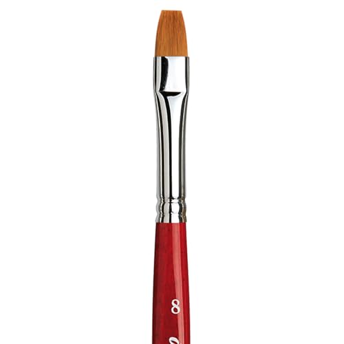 Image of da Vinci Watercolor Series 5880 CosmoTop Spin Paint Brush, Flat Synthetic with Red Handle, Size 8 (5880-08)