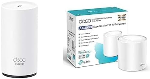 TP-Link Deco X50 para exterior + interior - Sistema WiFi 6 AI Mesh, AX3000 Doble Banda 2.4 GHz/5 GHz, Cobertura hasta 420 m2, 2X Puertos GigabIt por Unidad, Canal Banda 160MHz, ODFMA, 1024QAM