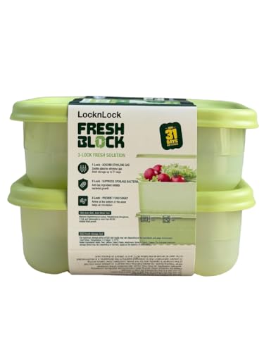 Image of LocknLock Fresh-Block Food Storage Container 330 ml Set of 2 | Storage Containers for Fridge | Vegetable & Fruit Storage Containers for Fridge, Airtight Storage, BPA Free, Microwave & Dishwasher Safe