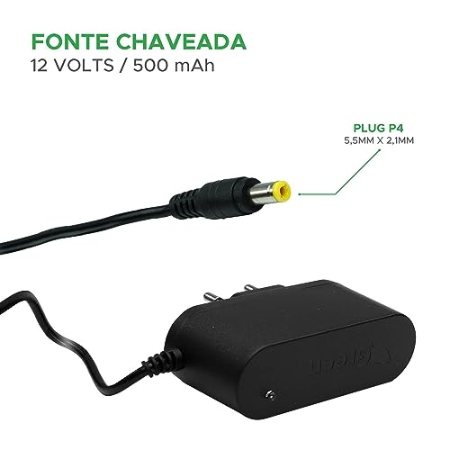 GREEN Fonte Chaveada 12V 500MA Bivolt - Plug 5,5mm x 2,1mm