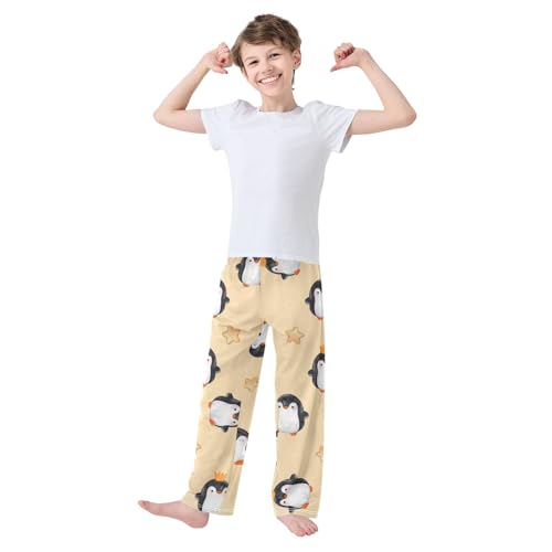 Cute Penguin Boys Pants Boys Athletic Pants Long Pant for Boy with Pockets Wide-Leg Size 6-14Y3