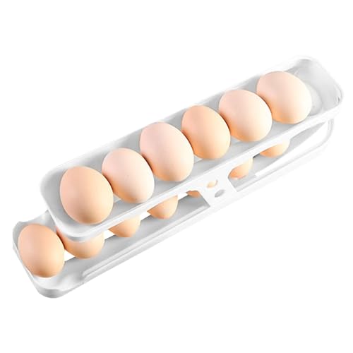 Scatola Porta Uova - Portauova in ABS Addensato 36x10x8 cm, Organizzatore Automatico Domestico con Robusta Trasparente | Contenitore per uova trasparente liscio per armadio frigorifero da appoggio Des