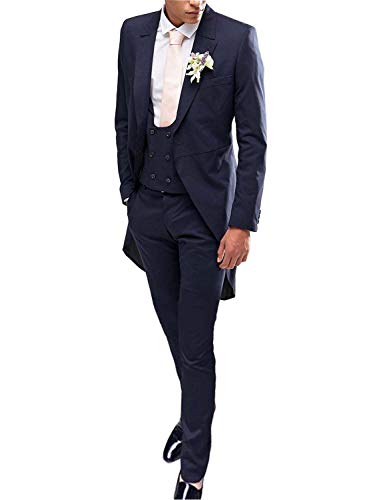 Costume 3 pièces homme smoking tailcoat veste queue de pie habillée