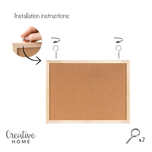 Creative Home 120x90 cm (+-2 cm) Große Pinnwand Kork | inkl. 5 Pinwandnadeln | Korkwand Korktafel Holzrahmen Memoboard | Hergestellt in der EU | Ideal für Büro, Schule, Schlafzimmer und Heim